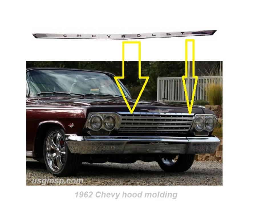 62 Chev Hood Lip Molding, Belair / Impala